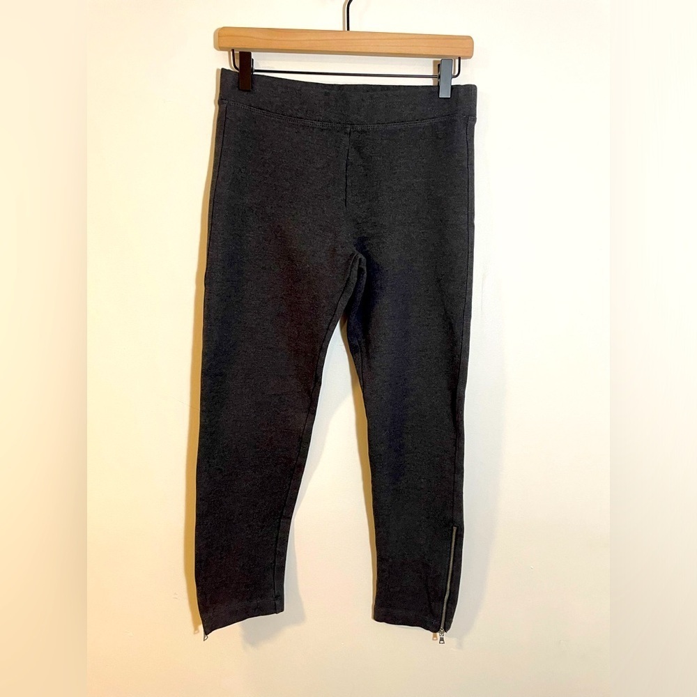 Gap Thick Gray Stretch Pull On Legging Pants With Ankle Zip Detail Size Medium